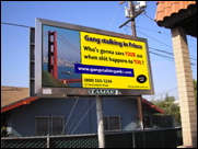 Gang stalking billboard by Cliff Huylebroeck: Gang stalking in Frisco